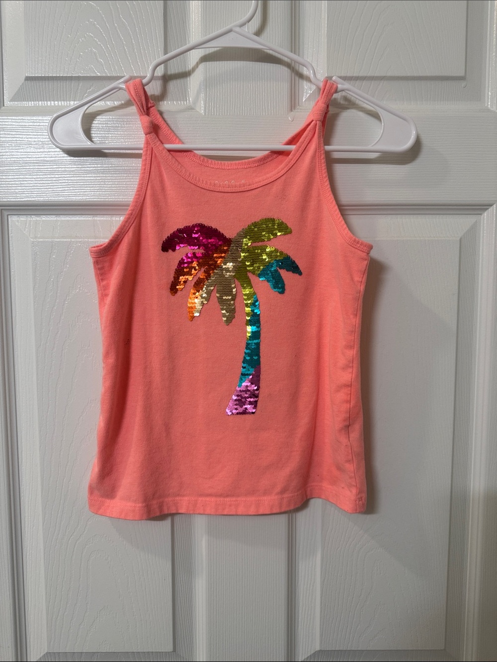 Kids Cat & Jack Coral Tank Top with Multicolor Sequin Palm